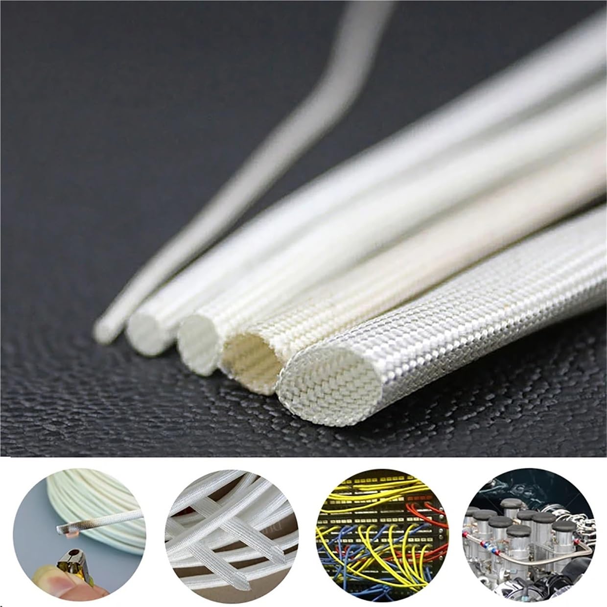 Guaina In Fibra Di Vetro Intrecciata, Guaina Protettiva Termica In Fibra Di Vetro Nera Da 5 Metri, Ad Alta Temperatura Da 600 °C, Diametro Da 3 mm A 25 mm(8mm)