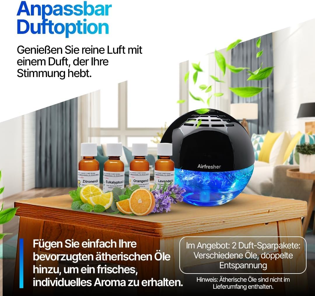 Aspira LURA Lufterfrischer mit Ionisator mit Eukalyptus Öl, Airfresher Bowl Duftzerstäuber für bis zu 200 m², Raumduftgerät ohne Farbstoffe, für Wohnzimmer, Büro und frische Raumluft