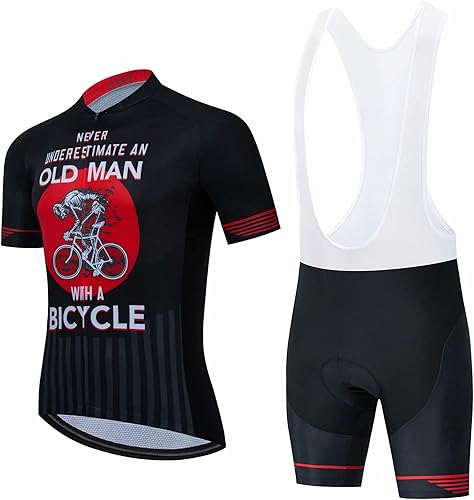 Nunca subestimar un viejo hombre con una bicicleta Ciclismo Sets bicicleta uniforme verano Ciclismo Jersey set Road Bicicletas Jerseys MTB