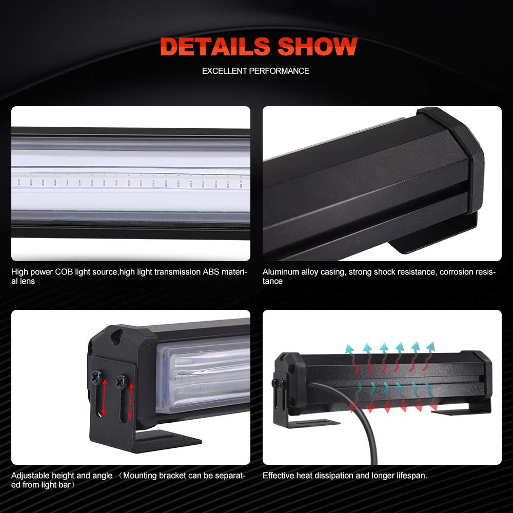 Mesllin Car Emergency Strobe Light 6" 12V 40w/Pair Flashing Warning Beacon Hazard Caution Construction Mini Light Bar for Police Truck SUV ATV UTV, Red Blue Color
