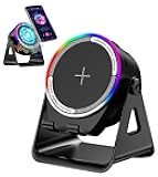 NIIFAWH Bluetooth Speaker, 4-in-1 Wireless Induction Speaker & RGB Light Stand Multi-Functional Phone Stand Instant-Connect Stereo Sound, 360° Adjustable Holder for iPhone/Android/iPad/Samsung (Black)