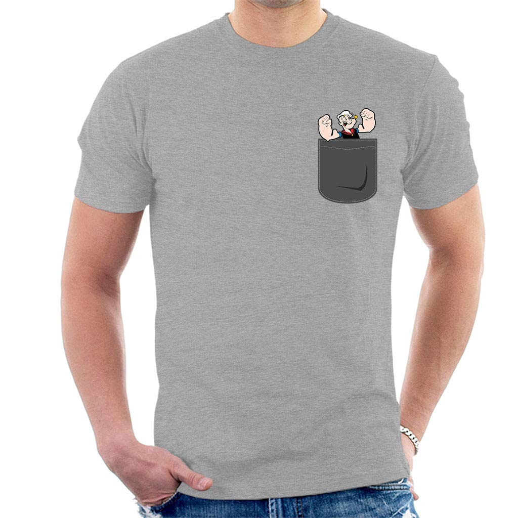 Popeye Pocket Print Men's T-Shirt Heather Grey
