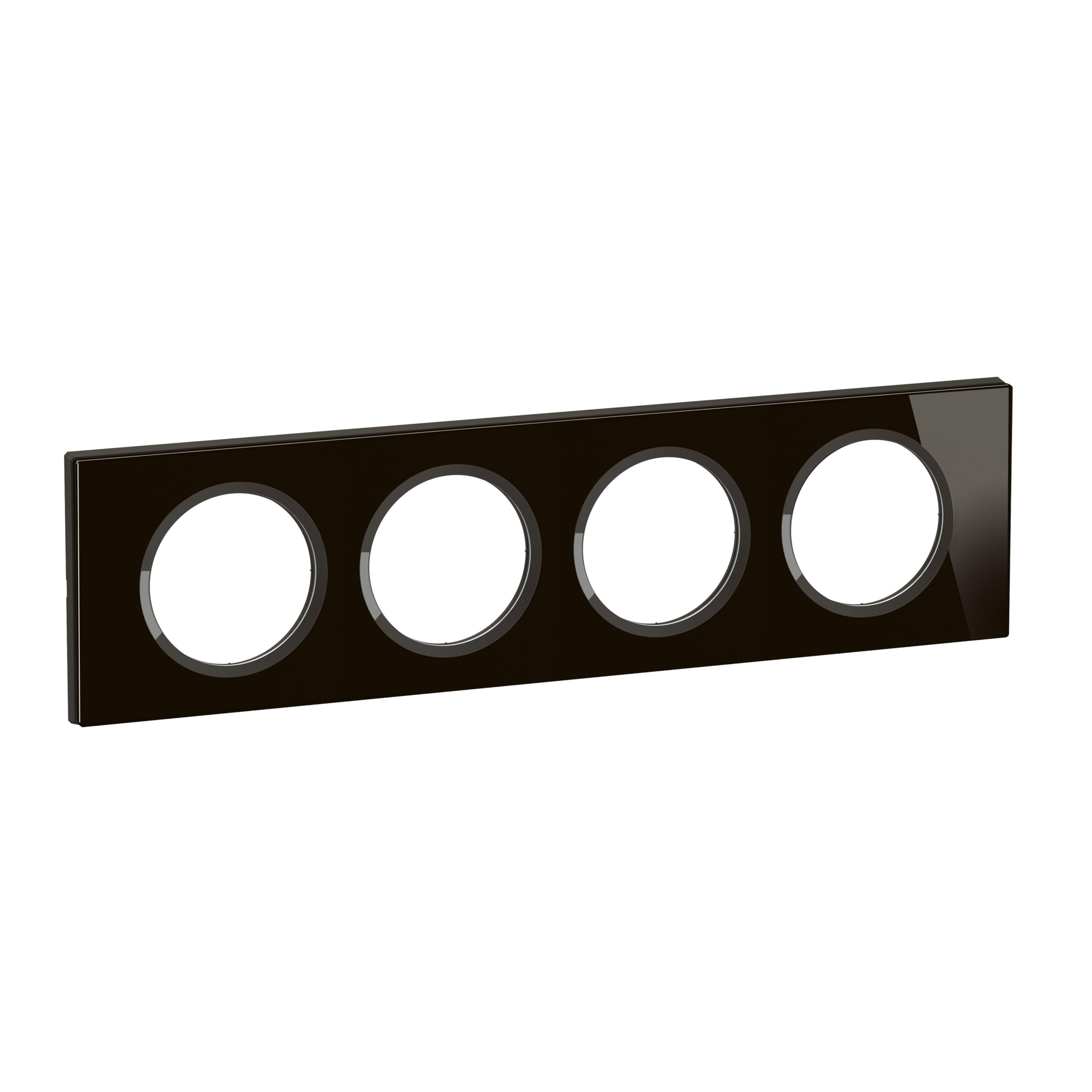 LEGRAND - Plaque Céliane - Plaque de Finition pour Prises et Interrupteurs Céliane - 4 postes - Verre Onyx noir