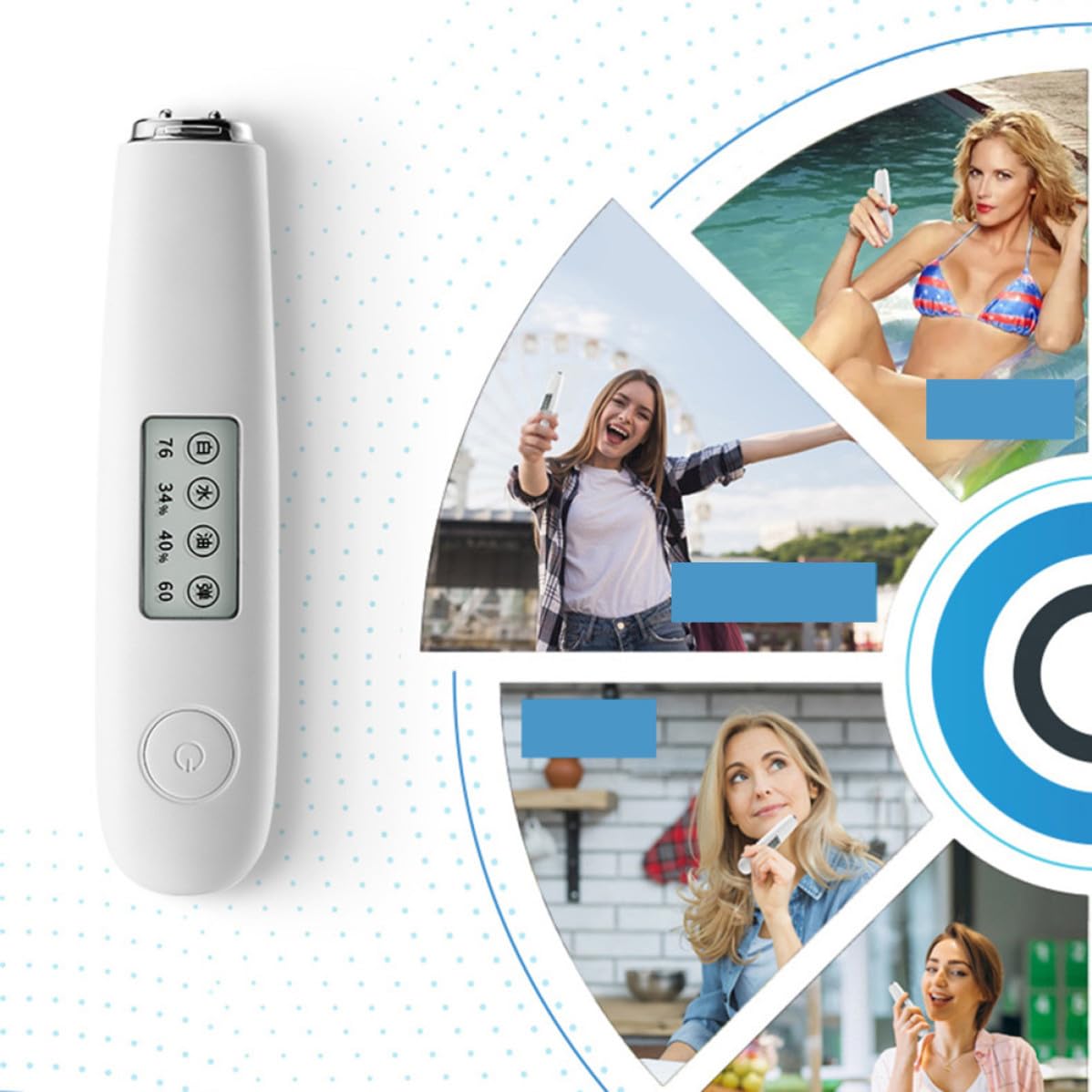 Tester Pelle Personale Bianco Abs per Uso Familiare, Analizzatore Cutaneo