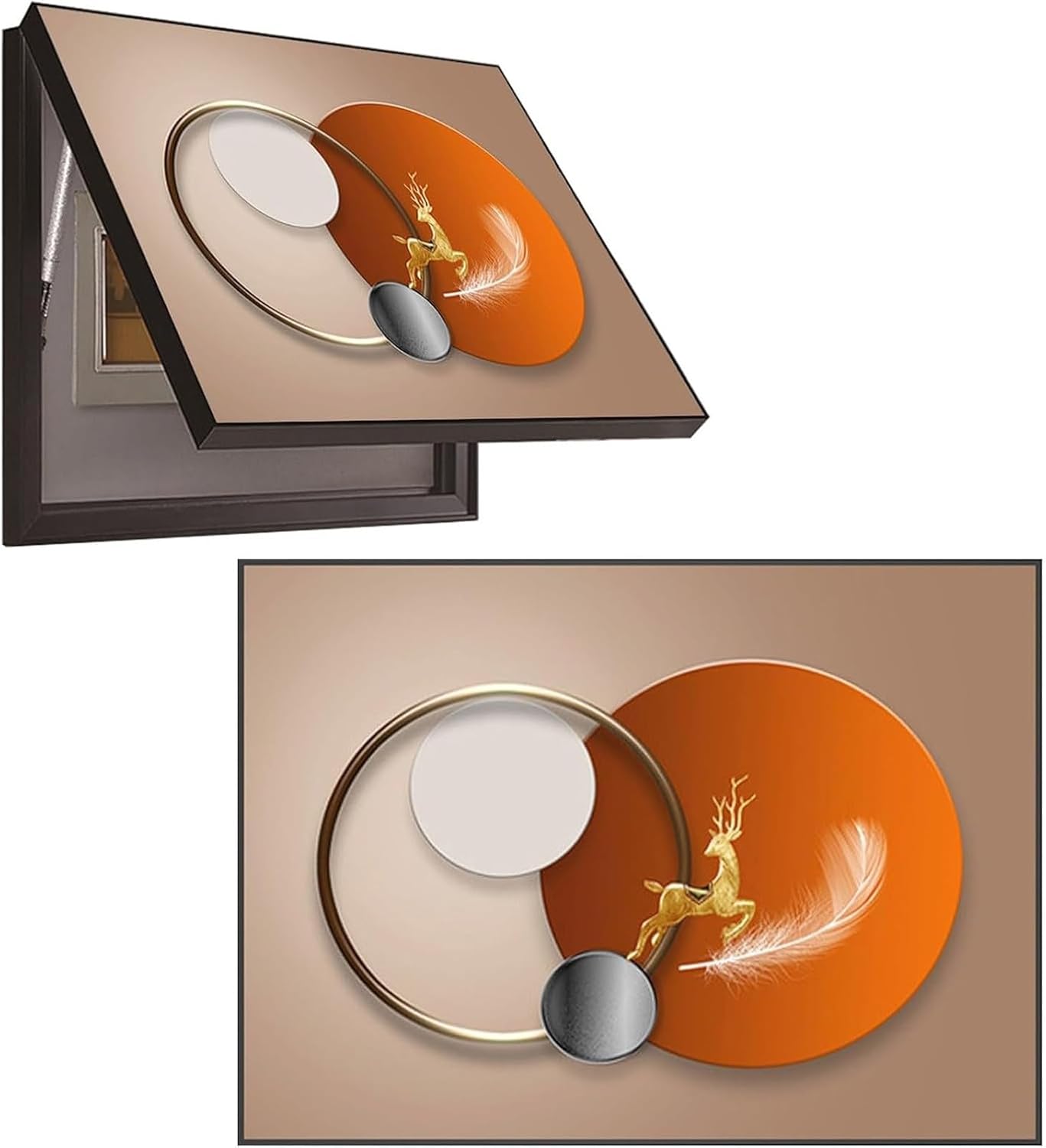 Decorative Painting Distribution Box, Electrical Panel Cover, Switch Box Cover, Electric Meter Counters Decoration Cover Hide Paintings, with Hydraulic Rod Supports(W,55 * 45cm)