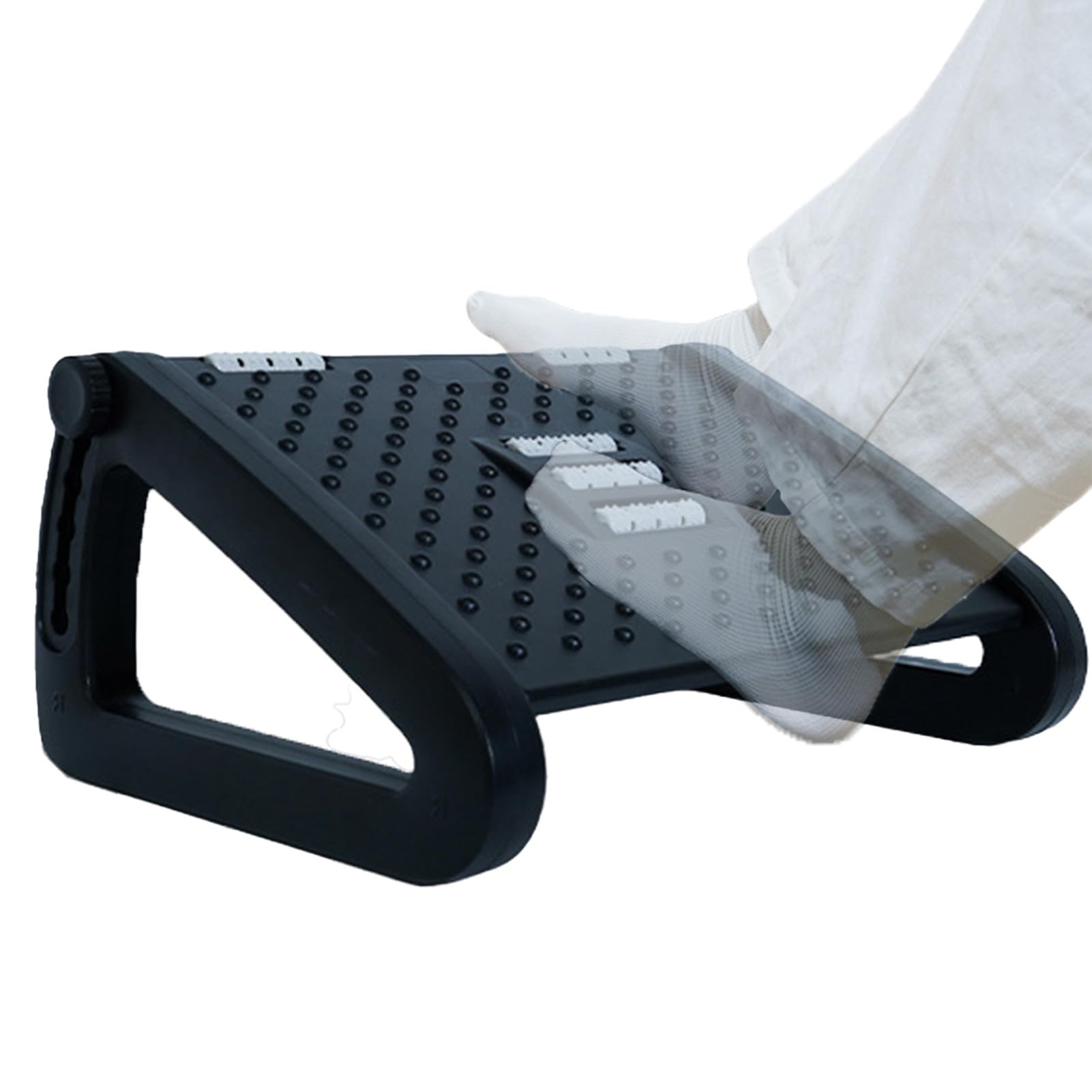 Pedana ergonomica regolabile in altezza con 6 livelli, sotto supporto per | piedi da scrivania con massaggio integrato | Migliora la postura e riduce l'affaticamento delle gambe, stabile e non scivola