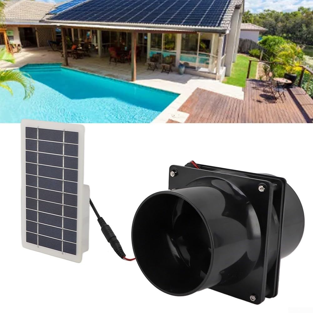 GLOBALHUT Ventilateur D'extraction À Énergie, Kit De Ventilateur De Panneau Solaire, Ventilateur Extracteur D'air Silencieux, Pour Les Maisons, Poulaillers, Camping-cars Et Serres