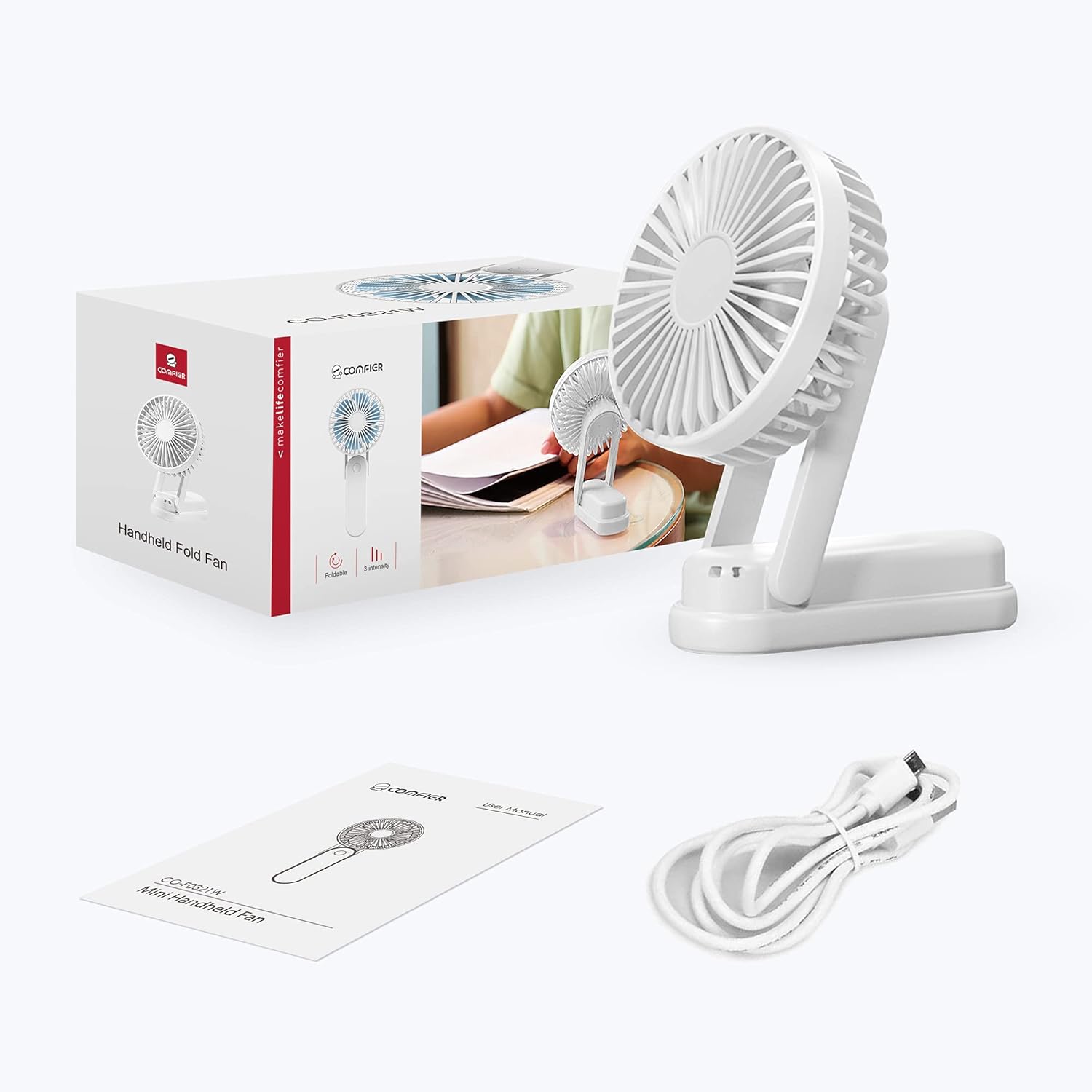 Comfier Personal Fan,Handheld Fan Battery Operated, Small Mini Fan,USB Fan,3 Speeds Portable Fan with Mini Power Bank, Foldable Table Fan for Outdoor,Sports,Travel : Everything Else