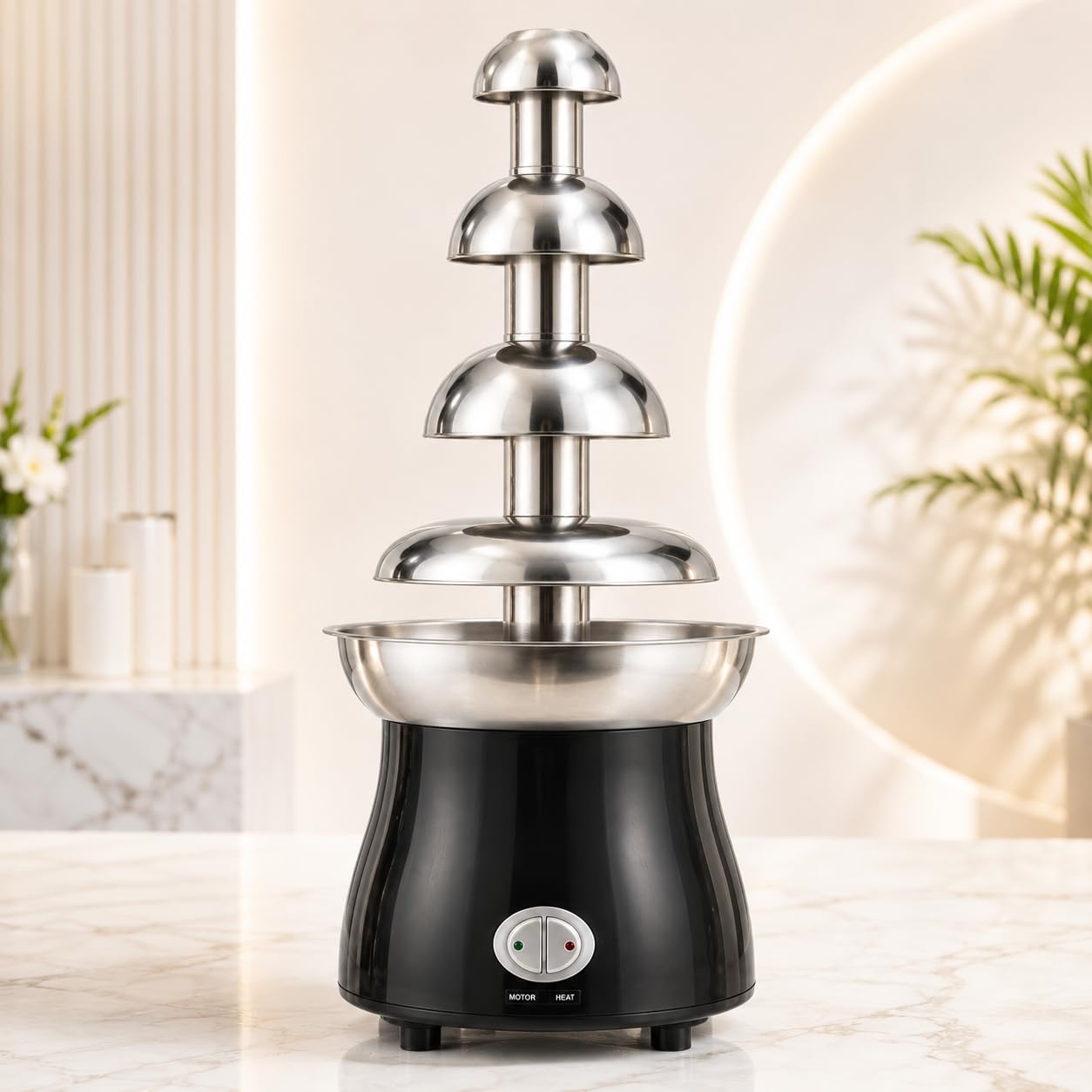 Gurubhai Equipments 3 Tier Chocolate Fondue Fountain Machine-170 W, Melts Cheese, Queso, Candy, and Liqueur - Dip Strawberries, Apple Wedges, Vegetables, and More-image-38