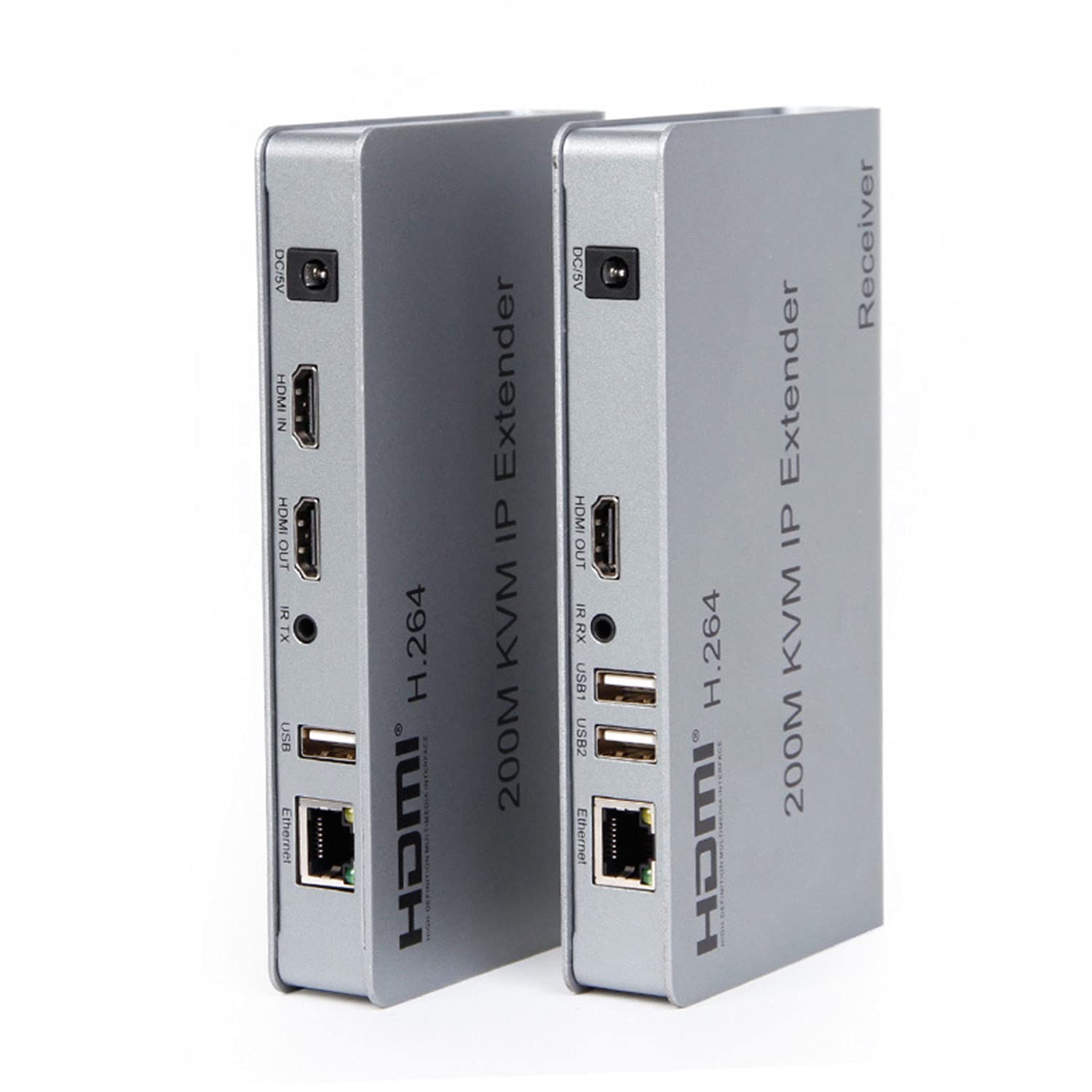 Extender IP HDMI KVM 200M over IP RJ45 Ethernet CAT6 6A Trasmettitore Ricevitore 1TX a 20RX e connessione a cascata Tastiera USB Mouse su UTP/STP H.264 (TX+RX)