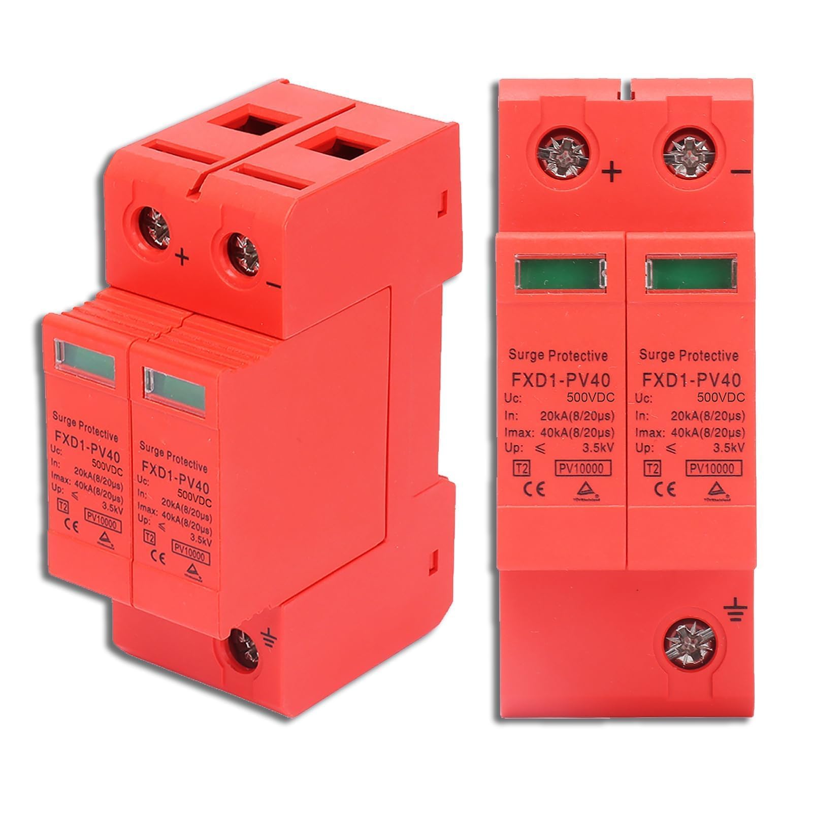 Agatige FXD1-PV40 Scaricatore Fotovoltaico 2P 40kA DC 500V Protezione Sovratensioni Ignifugo