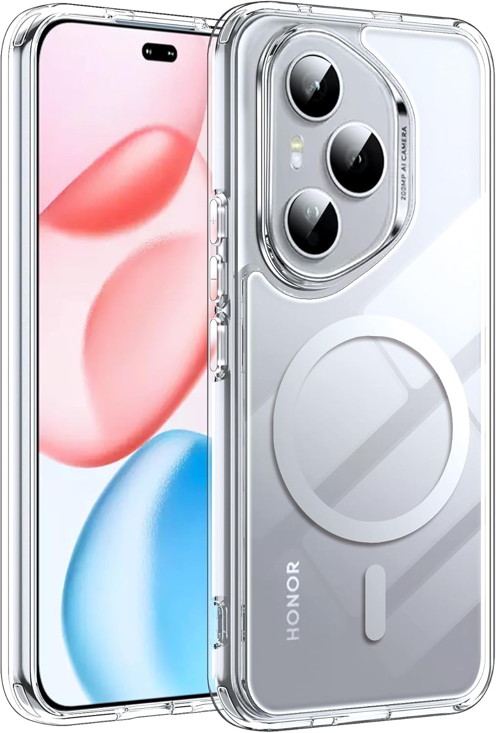 Magnetic Case for Honor 400 Pro 5G, Compatible with Mag-safe, Slim Thin Hard Back Cover Soft Bumper Anti-Yellow Shockproof Phone Case for Honor 400 Pro 5G, Clear