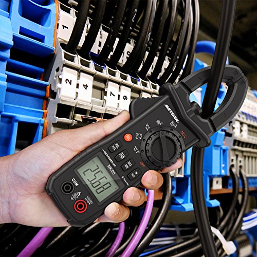 Digital Clamp Meter Meterk 6000 Counts TRUE RMS NCV AC/DC Voltage Auto Range AC Current Clamp Multimeter Capacitance Resistance Frequency Temperature Measure (Black Digital Clamp Meter)