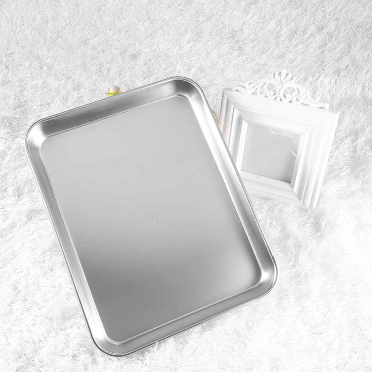 NOLITOY 2piezas Bandejas de Acero Inoxidable Instrumentos Médicos Bandeja Plana con Fondo para Uso Clínico Almacenamiento para Equipos Médicos