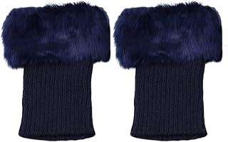 Women Faux Fur Boot Cuff Furry Leg Warmers for Winter Cold Weather Fuzzy Knitted Boot Socks
