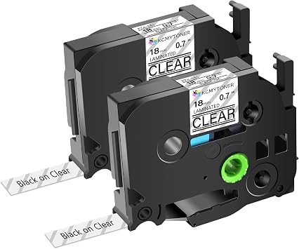2 Pack Compatible for TZe-141 TZe141 TZ141 TZ-141 Laminated Ptouch Label Tape 18mm 0.7 Inch Black on Clear Tape for PT-D600 PT-D610BT PT-D600VP PT-P710BT PT-P750W Label Maker
