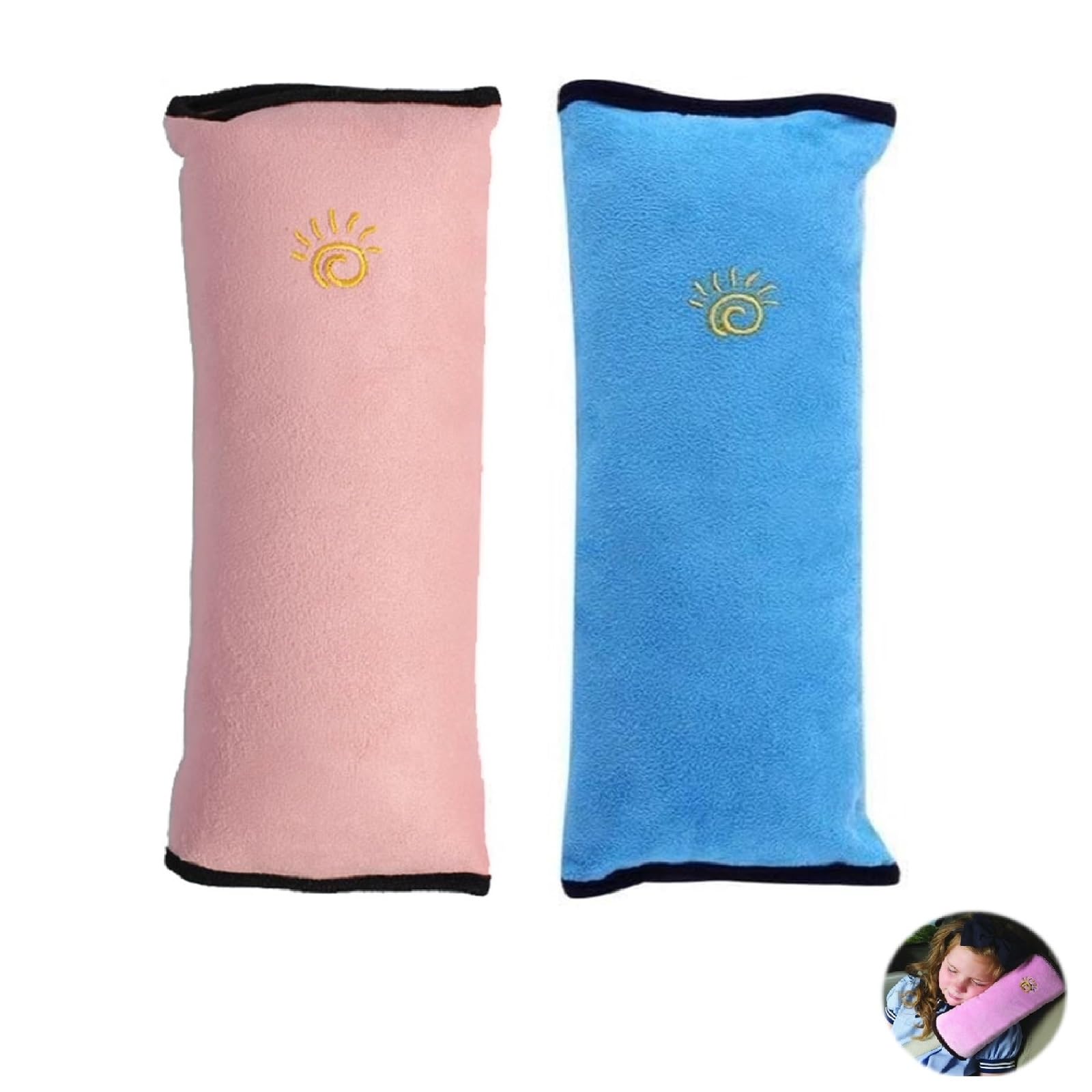 Lot De 2 Coussinets De Ceinture De Sécurité Pour Enfant - Adaptateur Épaule/Bassin - Motif Terre (Rose) - 10