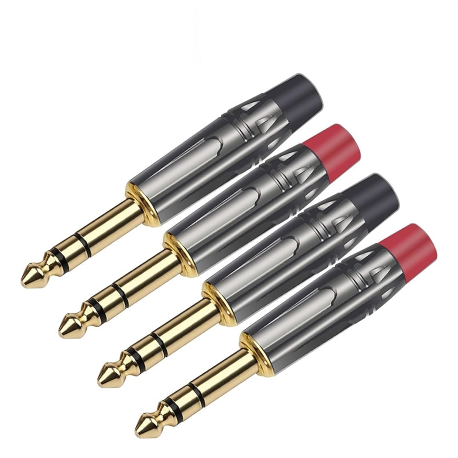 10PCS Stereo Jack 6.35MM Male Plug Wire Connector Microphone MIC 6.3MM Plug Audio Video DIY (Color : 5xBlack 5xRed)