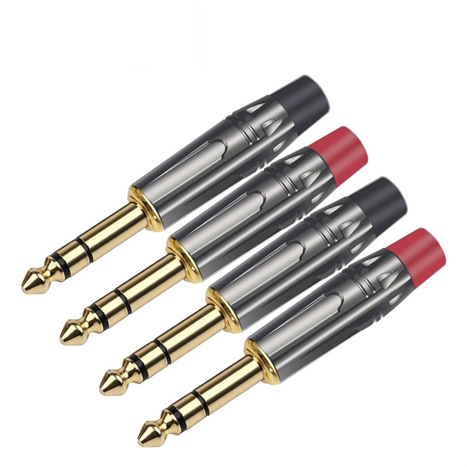 10PCS Stereo Jack 6,35 MM Stecker Draht Stecker Mikrofon MIC 6,3 MM Stecker Audio Video DIY (Color : Red)