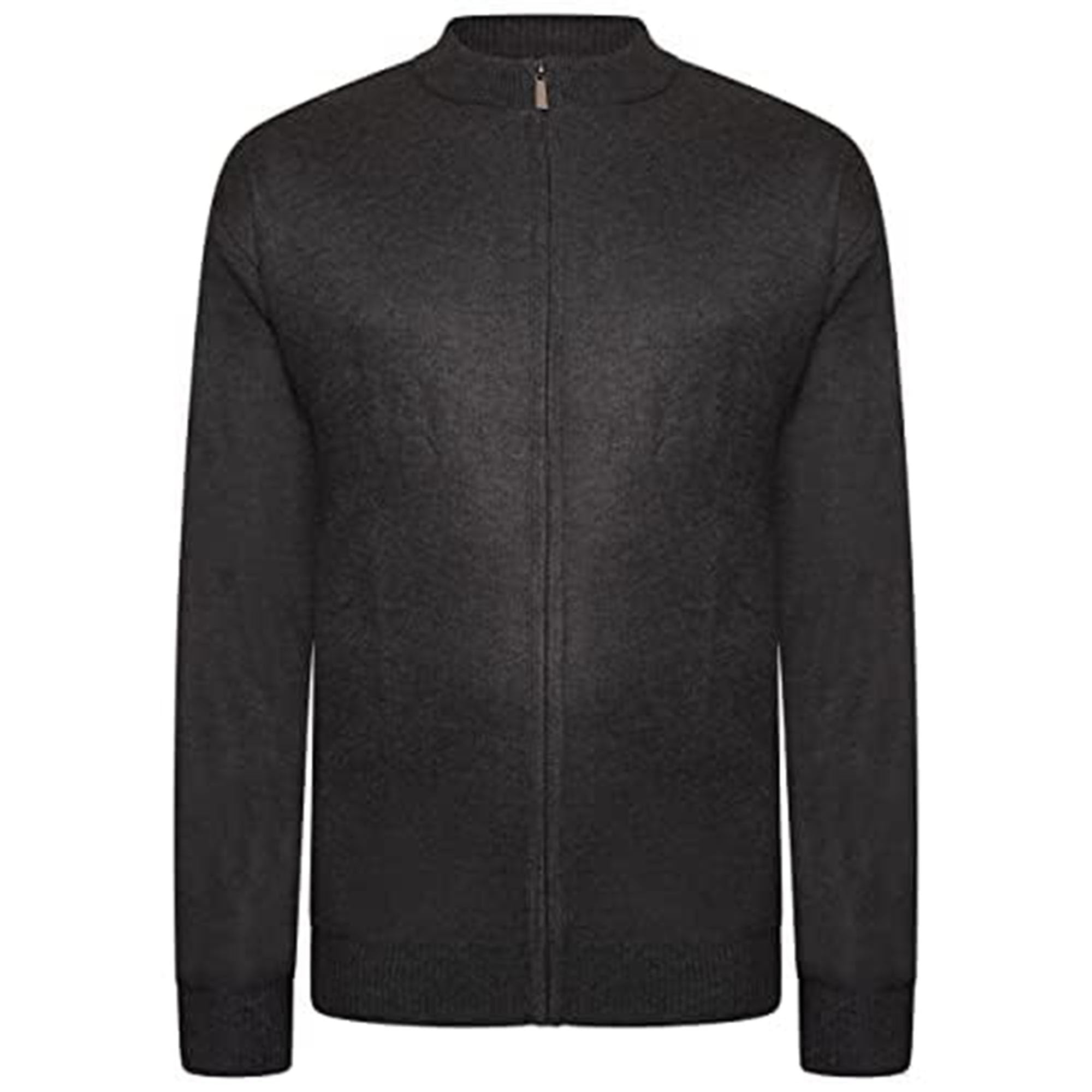 Pierre RocheMens Plus Size Full Zip Sweatshirt Casual Long Sleeve Lightweight Cardigan Jumper Charcoal