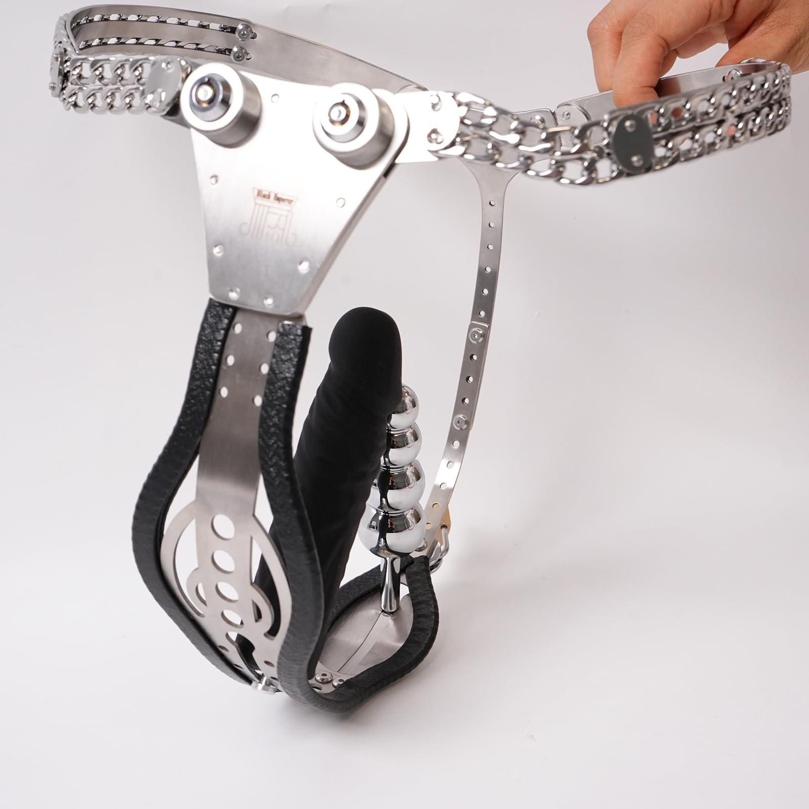 Edelstahl Keuschheitsgürtel Schwarz für Frauen BDSM Verstellbarer 65-95cm