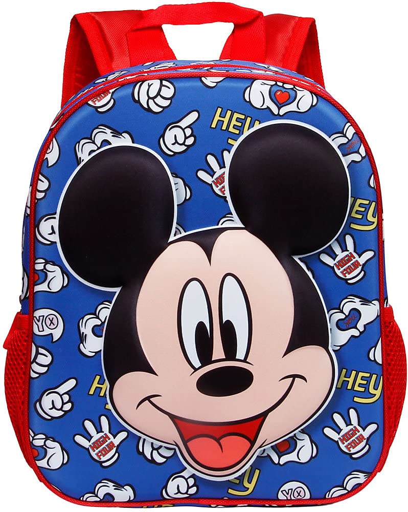 Disney Mickey Mouse Grins-Mochila 3D Pequeña, Azul, 26 x 31 cm, Capacidad 8.5 L