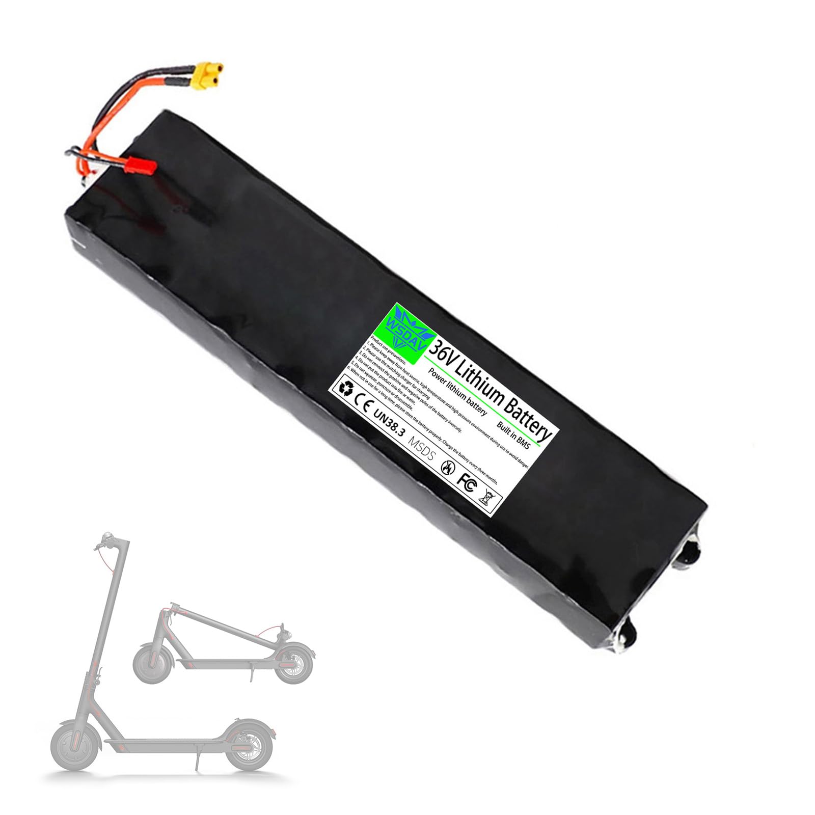 WSDAV Skateboards Battery 36 Volt Electric Scooter Power Lithium Battery 36V 6.6Ah 7.8Ah 9Ah Replacement Batteries,36V 6.6Ah
