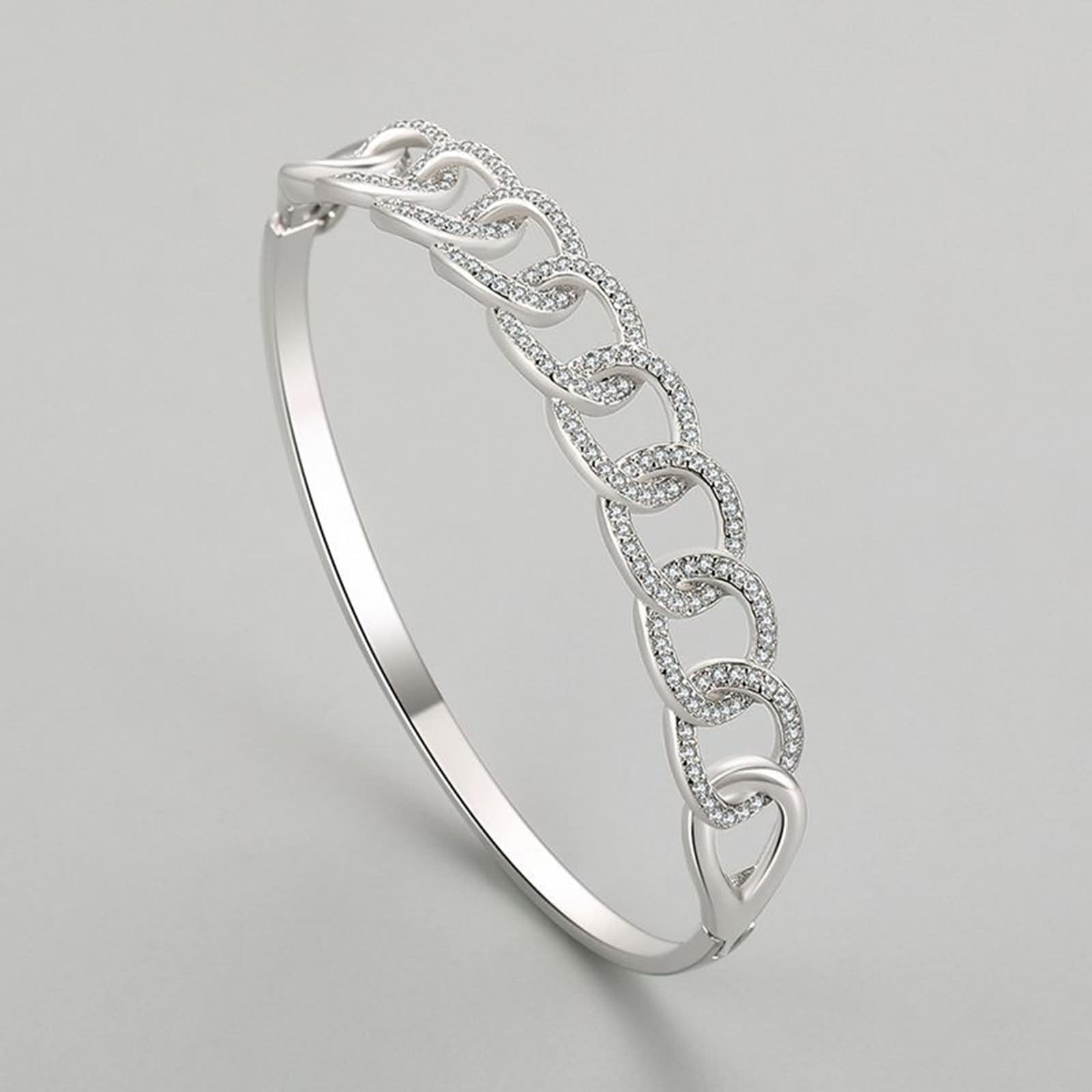 Bonita pulsera, pulsera para mujer, cadena con moissanita, oro blanco, conjuntos de joyas para mujer