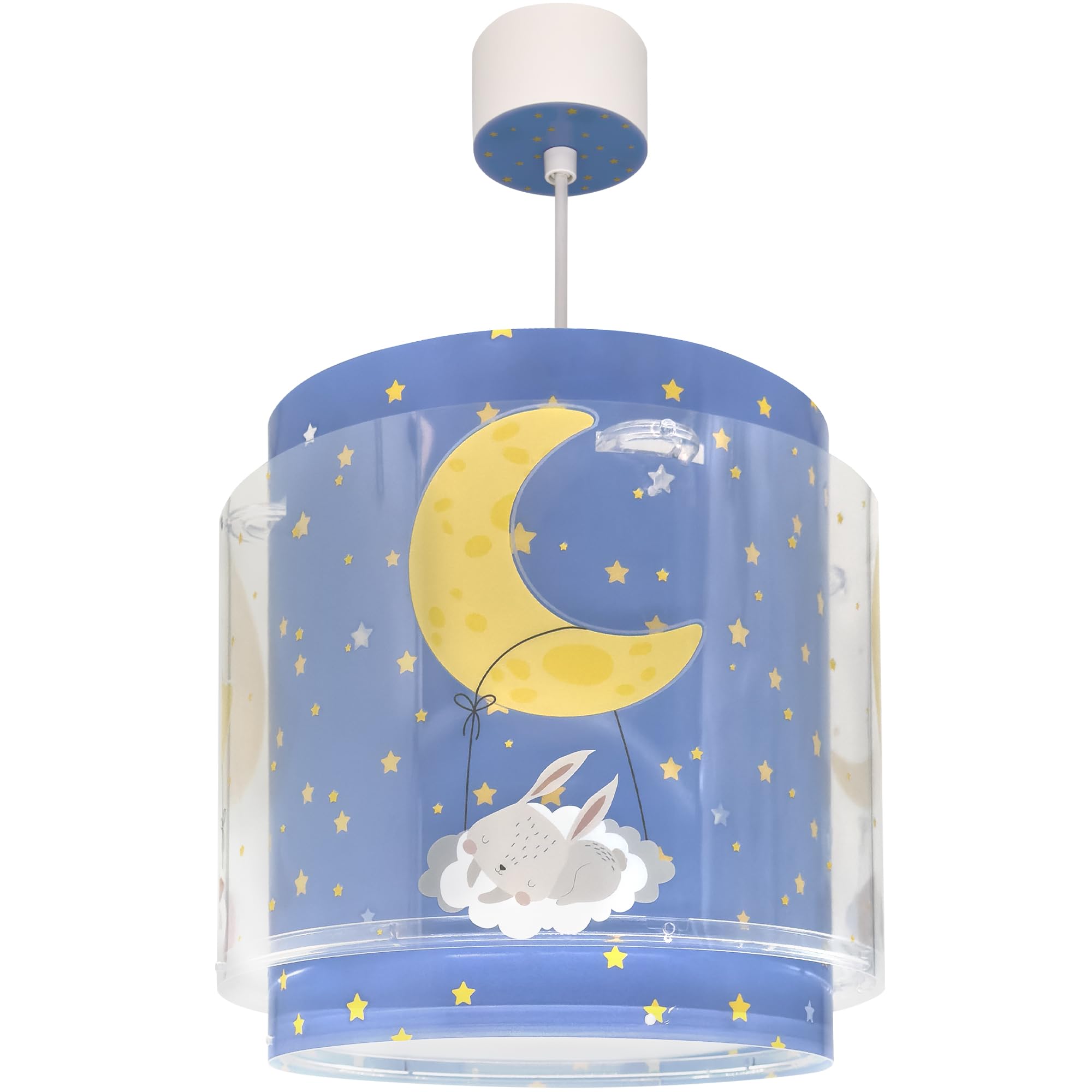 Dalber Lámpara Techo Colgante Infantil Luna Estrella Azul 76632M E27 | Incluye difusor de luz inferior extraible; Habitación niños; lámparas infantiles; Moon Dreams