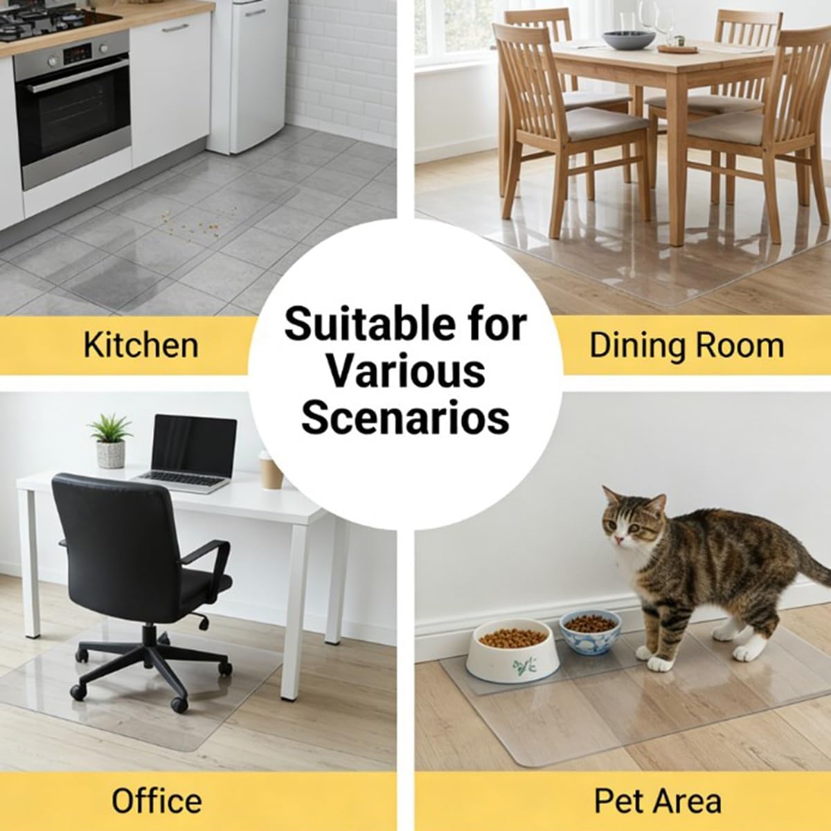 2 mm Clear Desk Cover Protector, Clear Plastic Table Cover, Rectangular Vinyl Desk Pad, Waterproof Transparent PVC Desk Mat for Dining Room, Kitchen Office Desktop(Clear,52"x 52")