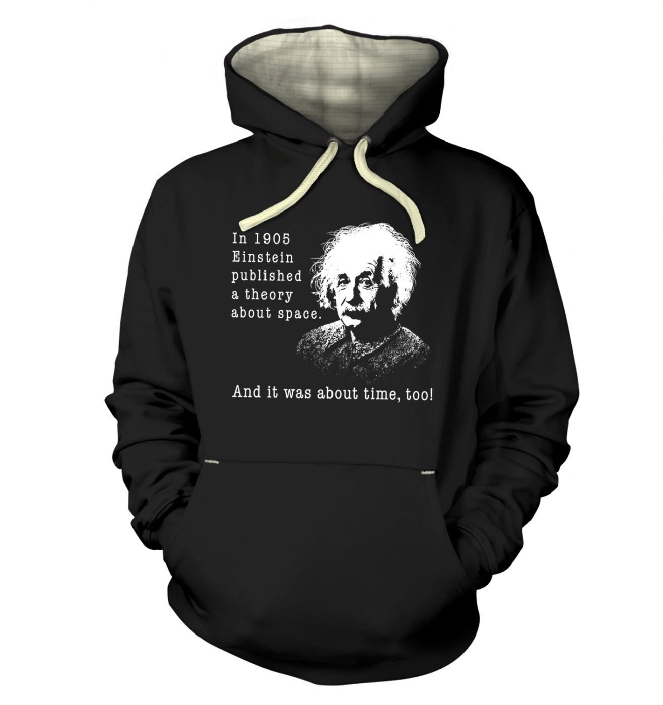 Science Hoodies By Big Mouth Men's Dusty Black Einstein Had A Theory Hoodie (Premium) - Science Geek Hoodie - (42"