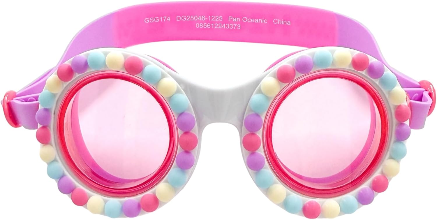Girls Swim Goggles for Kids Premium Swimming Goggles With Sprinkles Rhinestones and Fun Designs, Ages 5+