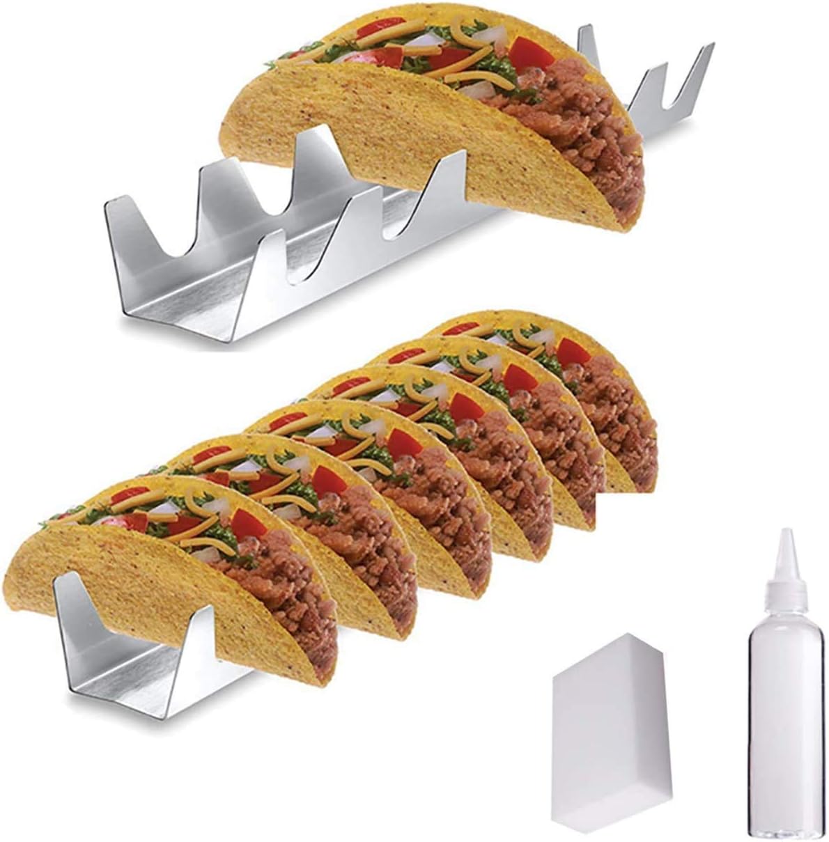 🔥 Flash Sale Taco Holder Stand 2 Pack Stainless Steel Taco Plate Each Rack Holds Up to 8 Hard or Soft Shell Tacos Easy To Fill Tacos Plates Comes with a squeeze bottle and a cleaning sponge Lowest Price Taco Holder Stand 2 Pack Stainless Steel Taco Plate Each Rack Holds Up to 8 Hard or Soft Shell Tacos Easy To Fill Tacos Plates Comes with a squeeze bottle and a cleaning sponge