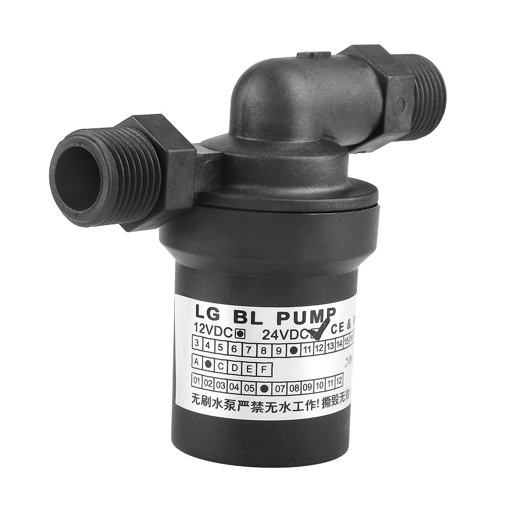 Pompa wodna 24 V dc, pompa wodna 24 V DC 24 V 18 W pompa ciepłej wody bezszczotkowa solarna pompa wody o wysokiej tempie do obiegu słonecznego podgrzewacza wody, 0,85 A, 11 l/min, rozmiar gwintu: 1 / 2BSP (20 mm)