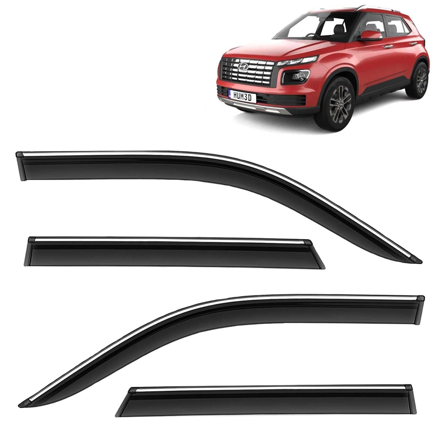 In-Channel Window Rain Guards For Hyundai Venue 2019+ - 4pc Taiwan Made PMMA Deflectors