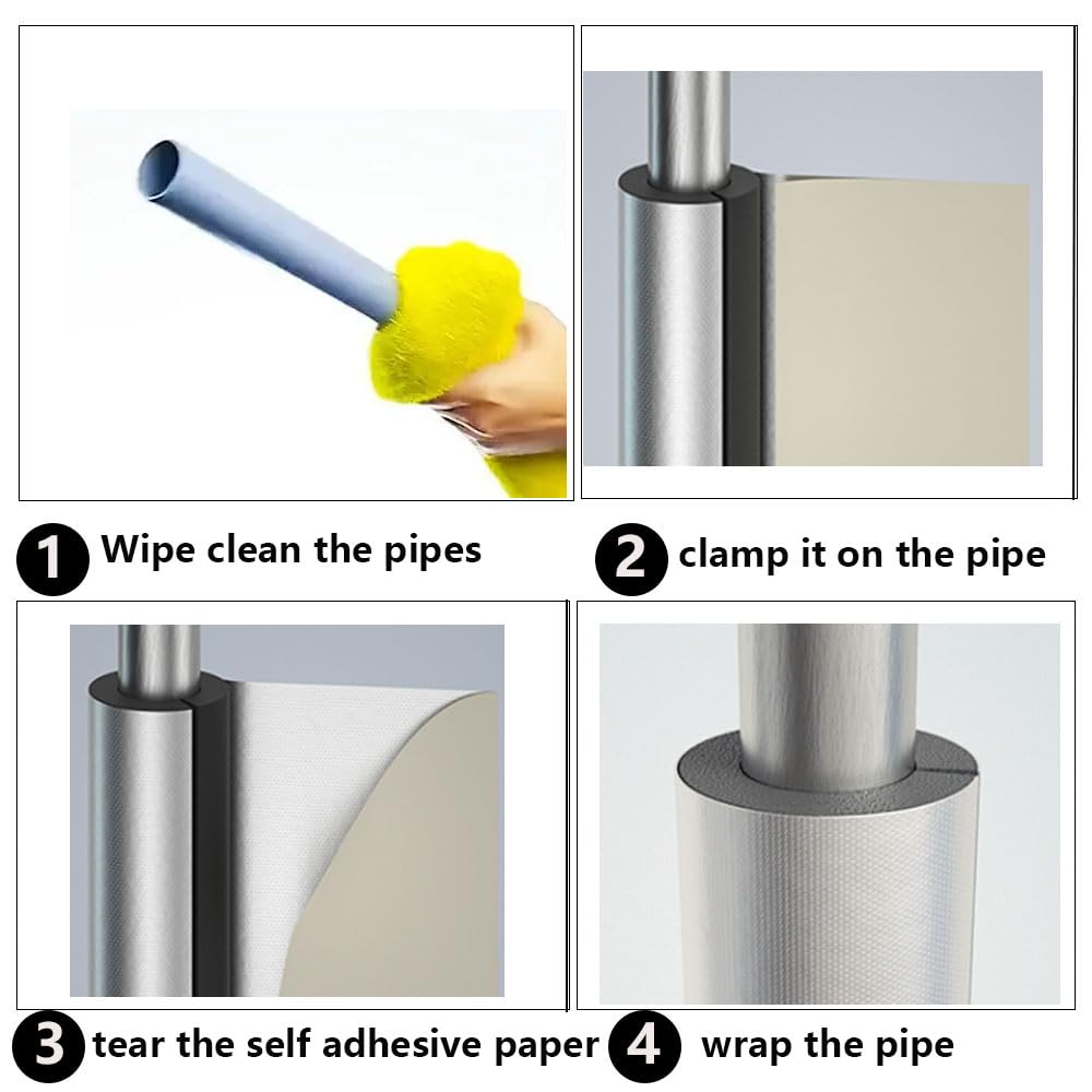 Tubo isolante in schiuma per tubi, isolamento per tubi dell'acqua per esterni, isolamento per tubi AC, isolamento per tubi autosigillanti da 3,5 cm x 3,5 m