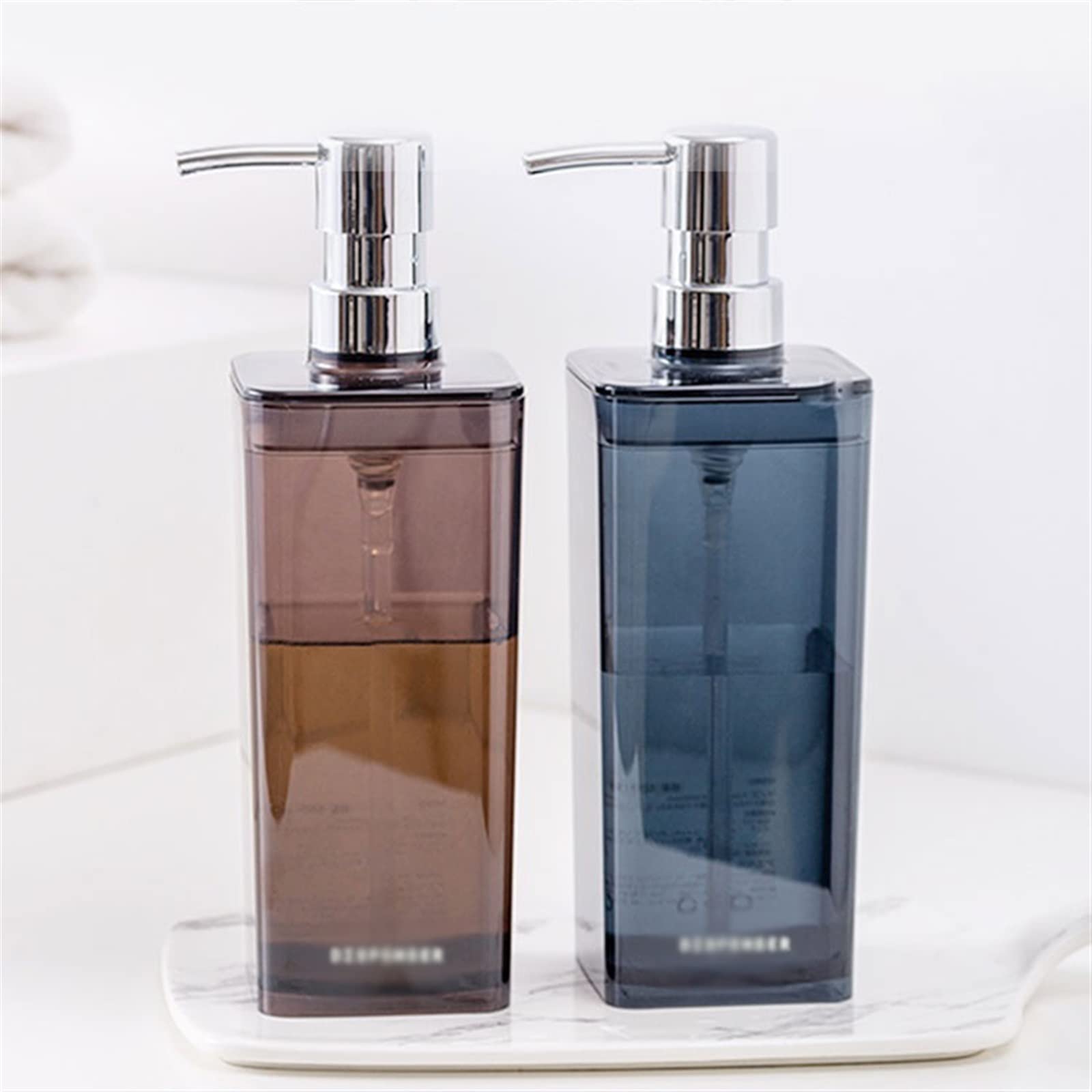 Dispenser di Sapone per Bagno, Moderno, con flacone a Doppia Apertura da 550 ml, a Pressione, per Shampoo, Doccia e Gel Doccia, Multifunzionale, per Cucina (Colore: Bruin)