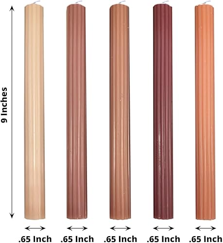 Miniatura 3 de Efavormart - Paquete de 5 velas cónicas de mecha acanalada natural surtidas de 9 pulgadas, sin perfume, velas altas de cera con cinta