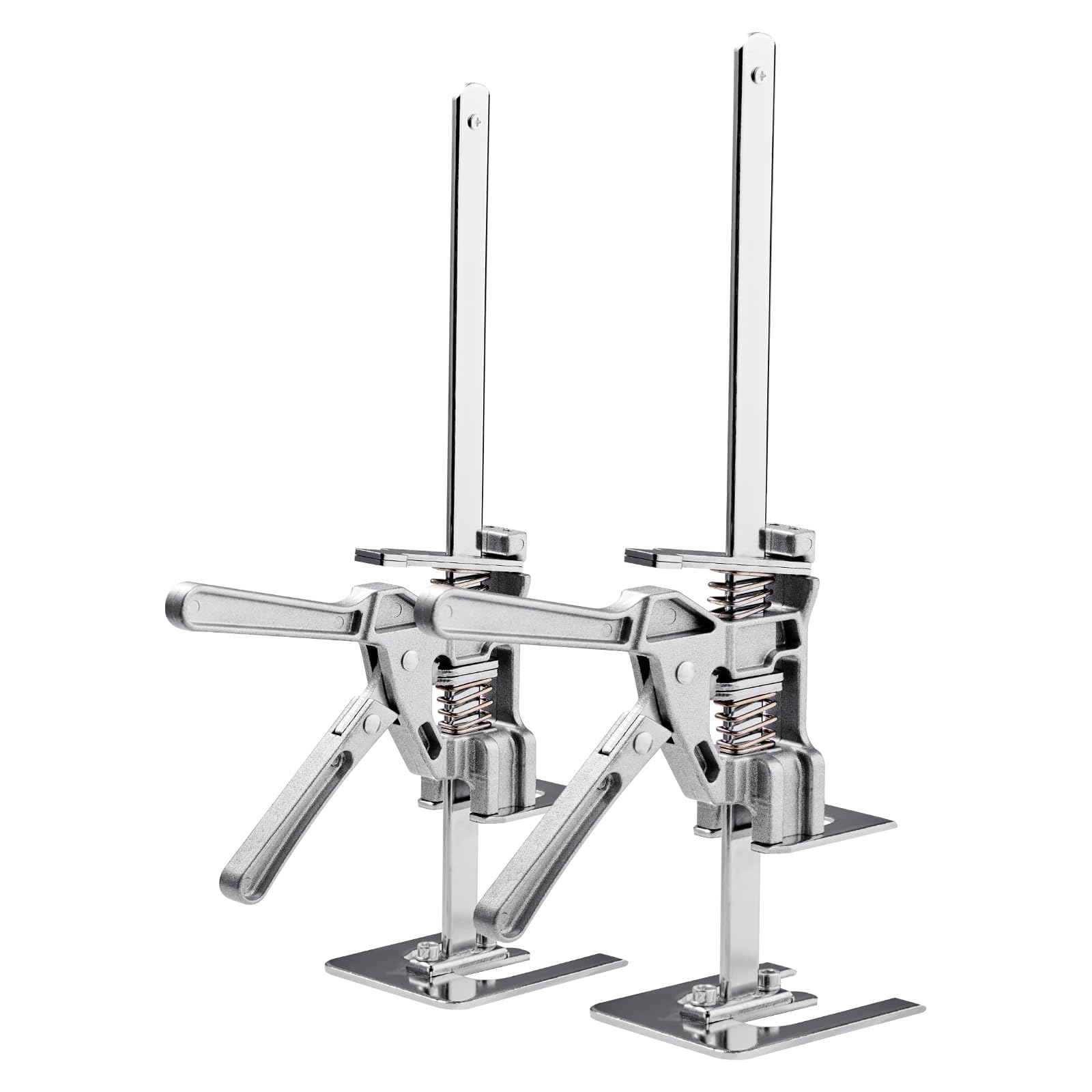 VEVOR Cric à Bras 2PCs, Lève Meubles Portes Plaques avec Capacité 100 kg, Outil de Levage Manuel en Métal, Hauteur Réglable jusqu'à 18 cm, avec Niveau Magnétique, pour Fenêtres, Installation, Argent