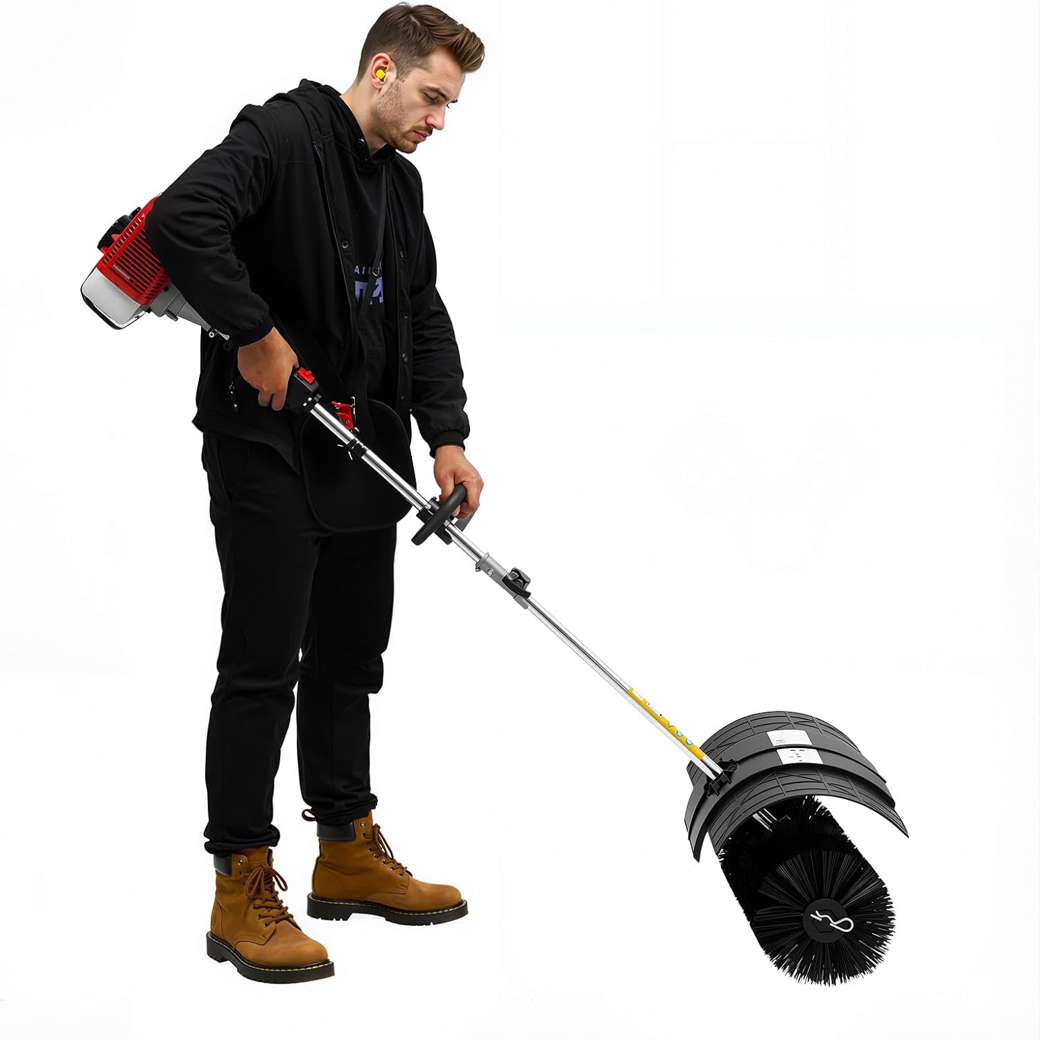 Handheld Sweeper Gasoline Powered 52cc 2 Stroke 2.3HP 8500RPM Leaf Sweeper with Protective Cover for Yard Garden Driveway Golf Course