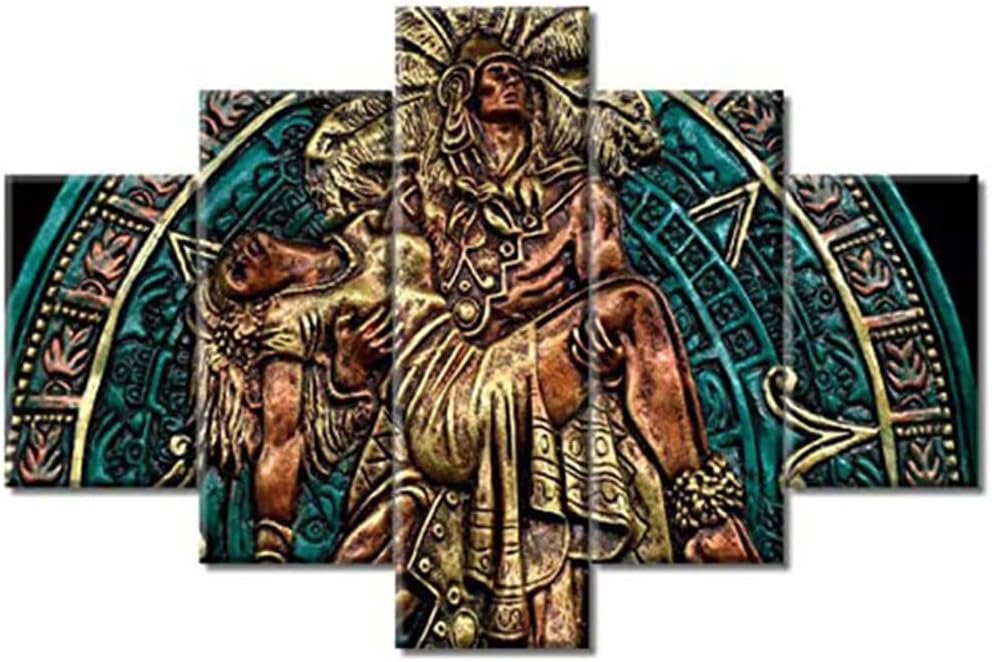5 Panels Mayan Wall Art Decor Aztec Poster Maya Calendar