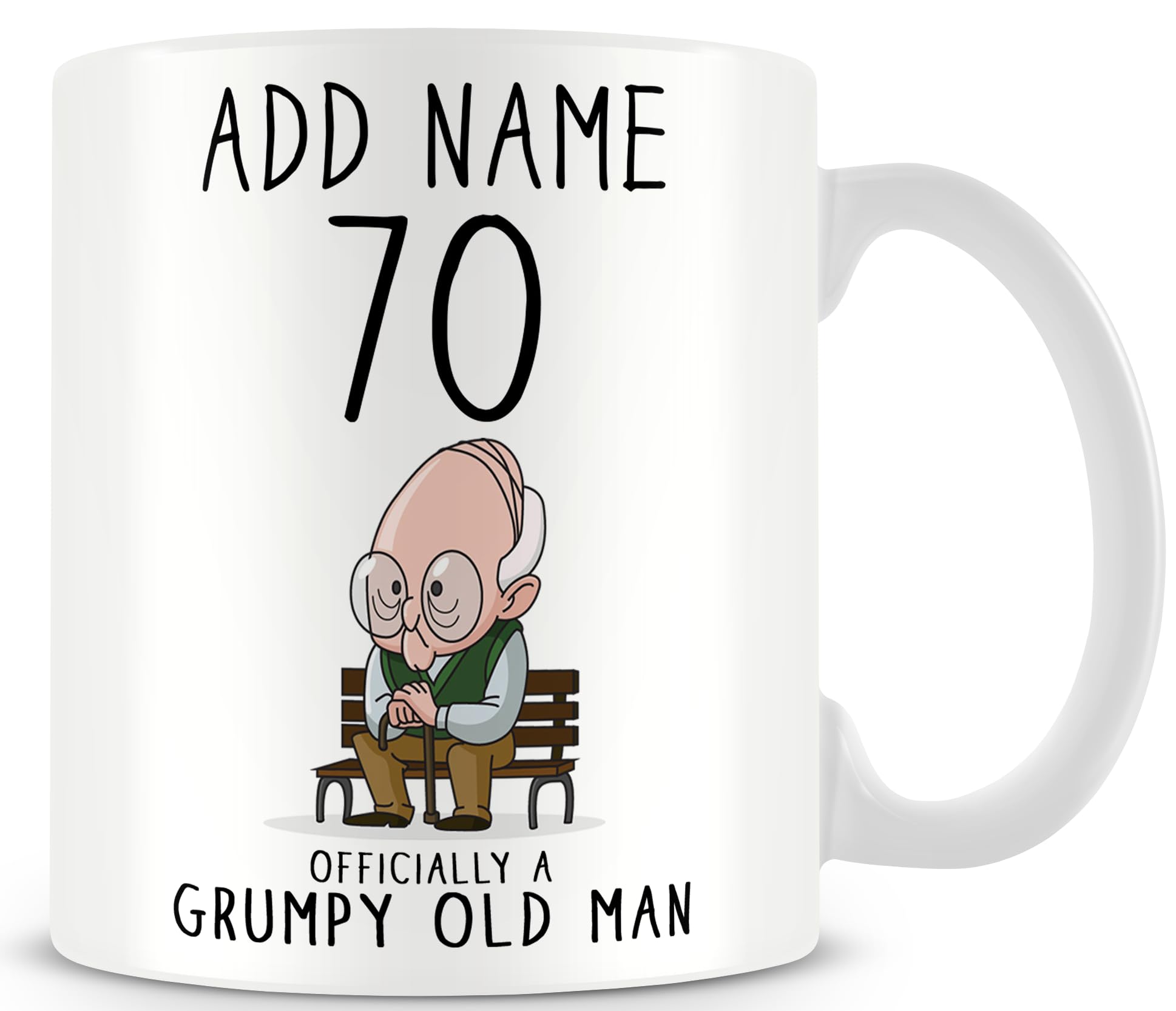 MUGGZ Personalised Grumpy Old Man Mug – Officially 70 – Funny 70th Birthday Gifts for Men – Grumpy Old Man Gifts – Add Name — image 1