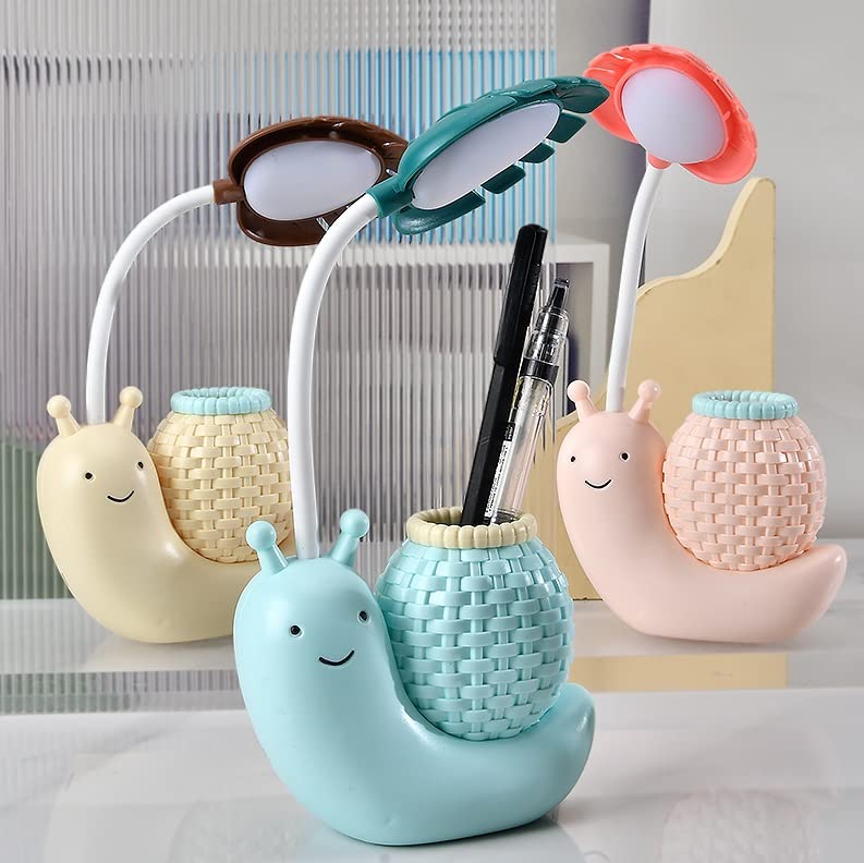 Lampe de table chambre coucher LED escargot bureau avec porte-crayon - 4