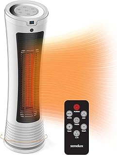 Senelux Tower Space Heater, 2000W Portable Electric Ceramic Fan Heater, 3 Heat Modes Energy Efficient, 90°Oscillating Electric Heater with Remote Control & 8H Timer for Home Office Bedroom Indoor Use