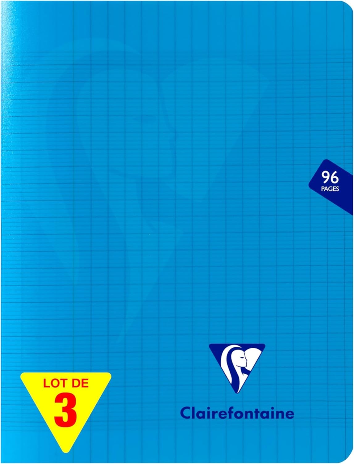 Clairefontaine 323741AMZC - One Set of 3 Mimesys Stapled Notebooks - Dimensions: 17x22 cm - 96 Seyes Ruled Pages - 90 g - Polypro Cover - Colour : Blue