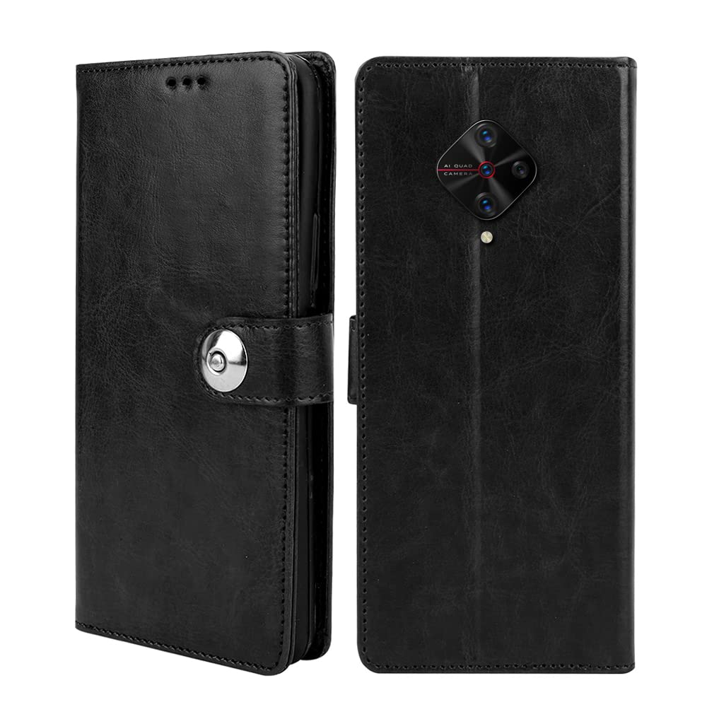 Winkel Premium Vegan Leather Magnetic Loop Flip Mobile Cover Case|Kickstand & Card Holder|360 Degree Grip Protection| Wallet Type with Magnetic Closure for Vivo S1 pro-(Black Color) (B09VHXPLVZ) Amazon Price History, Amazon Price Tracker
