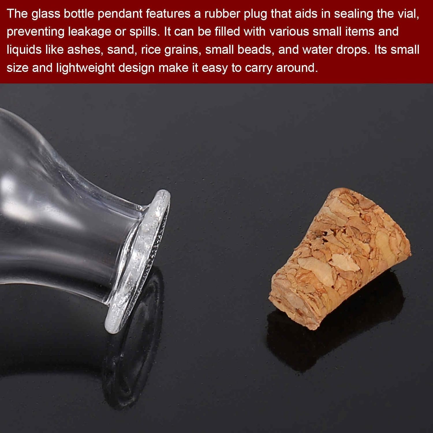 HARFINGTON 10 Pcs Name on Rice Glass Vial Pendant 12mm Width Mini Glass Bottles, for Necklace Wish Bottle DIY Pendant Craft Souvenir - Image 4