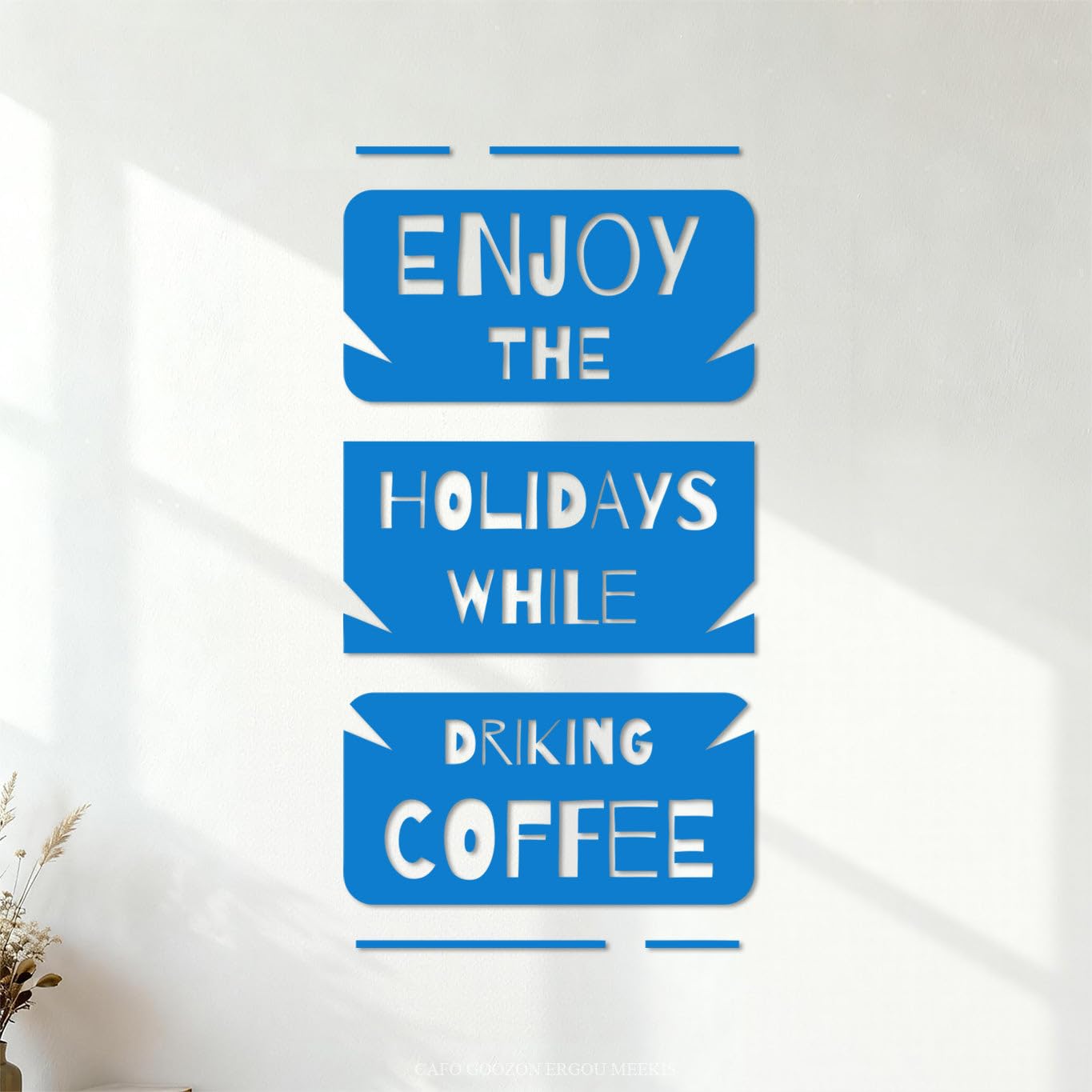 Enjoy the Holiday While Drinking Coffee Modern Coffee Typography Engraving Stickers 47.6x93cm Car Body Decoration Blue — image 1