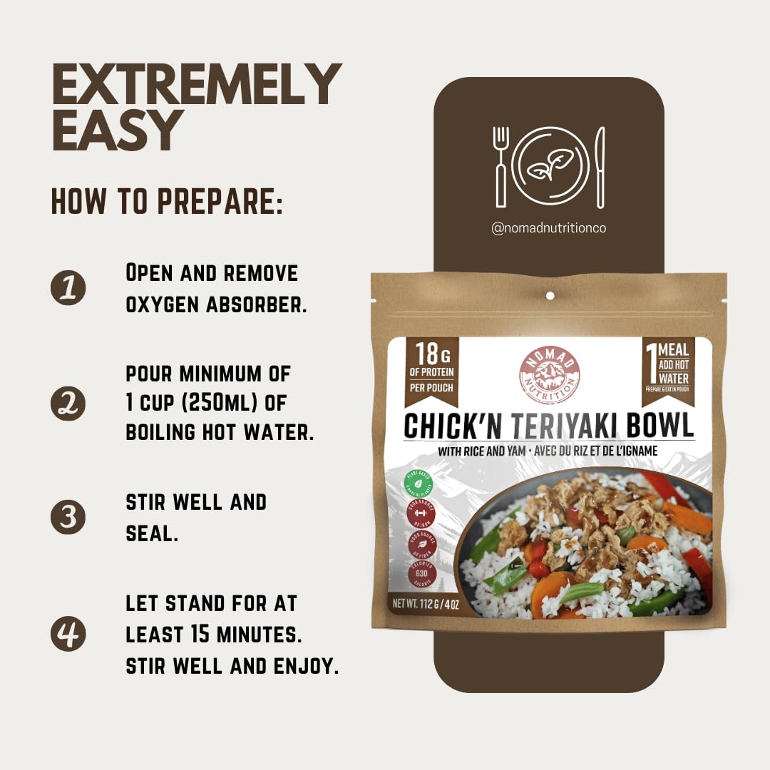 Amazon.com: Nomad Nutrition Chick'n Teriyaki Bowl | Instant Freeze