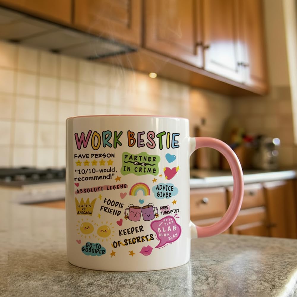 Work Bestie Gifts for Women, Friendship Gift, Funny Birthday Gifts for Best Friends Coworkers, New Job, Going Away Gift, Fave Person Office Mugs 11oz - Image 3